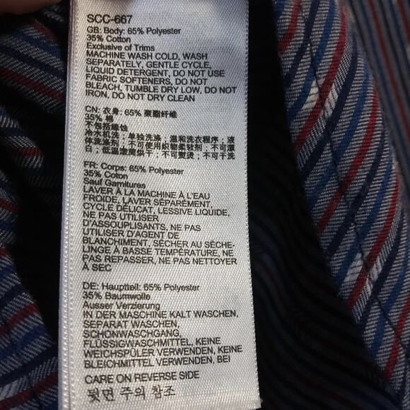 Marmot Blue Long Sleeve Striped Buttondown Shirt Arrow Pattern Size Medium - Picture 7 of 8